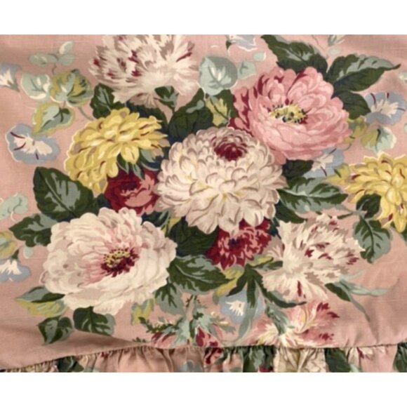 2 Vintage RALPH LAUREN Cynthia Standard Pillow Shams Pink Floral Ruffled Set USA - Picture 2 of 10